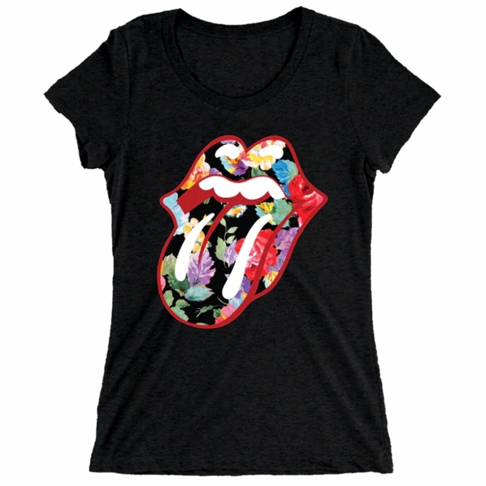 The Rolling Stones Authentic Floral Tongue Ladies Fit T-Shirt - Size XL